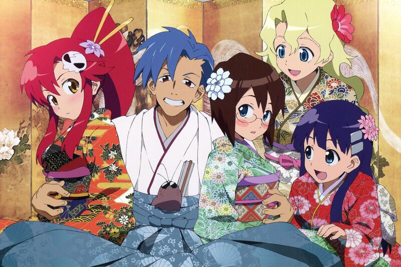 Anime characters in kimonos