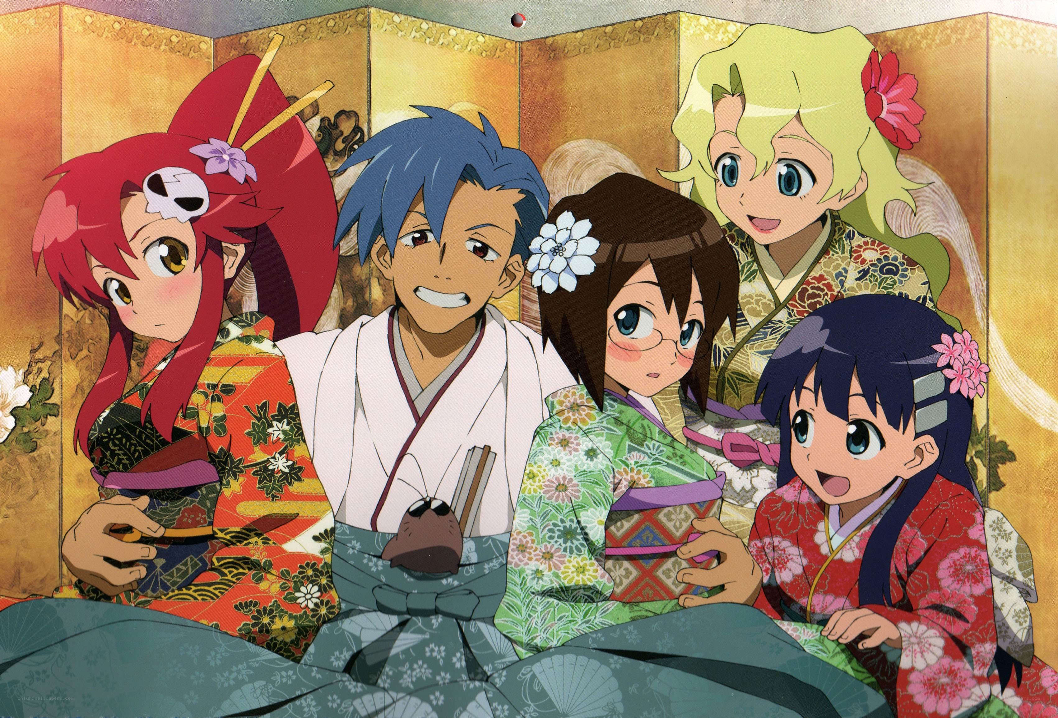 anime characters in kimonos