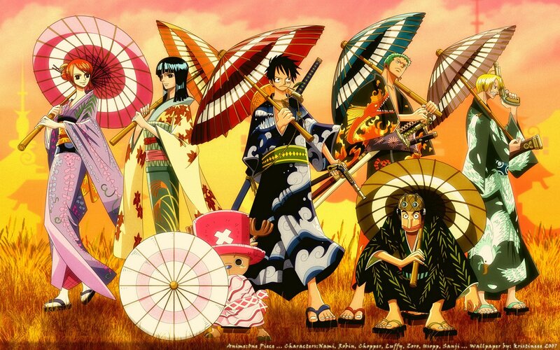 Anime Characters in Kimonos — Orange