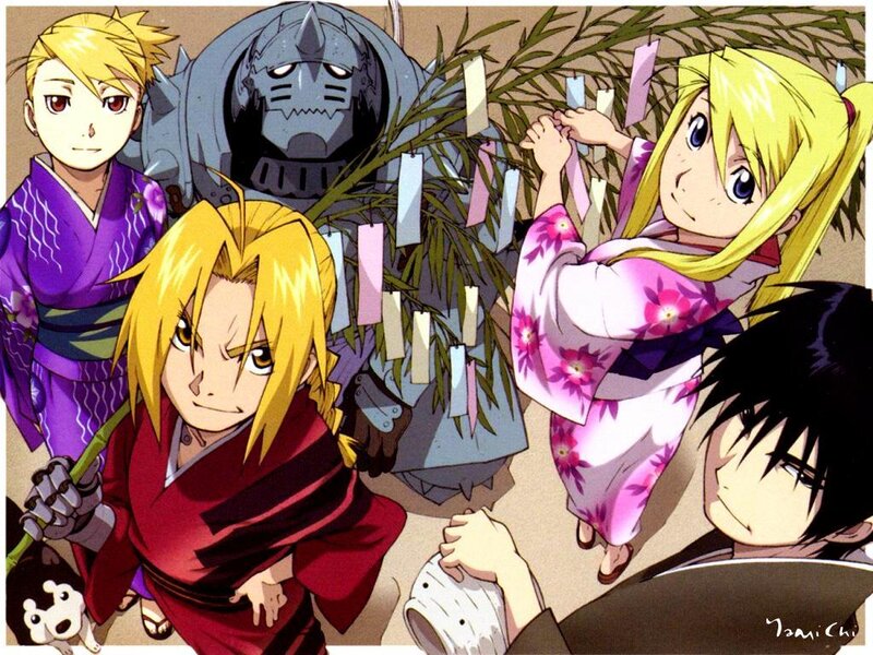 Anime Characters in Kimonos — Yellow