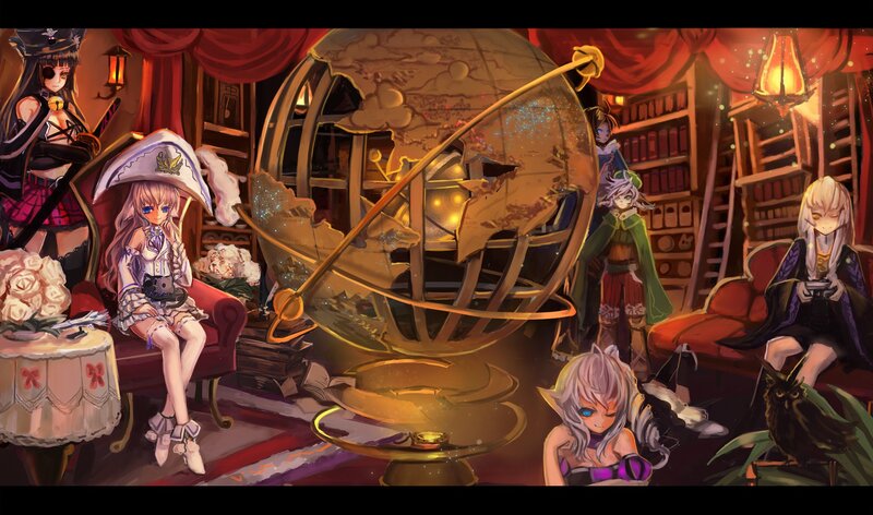 Anime Characters in Library — Red