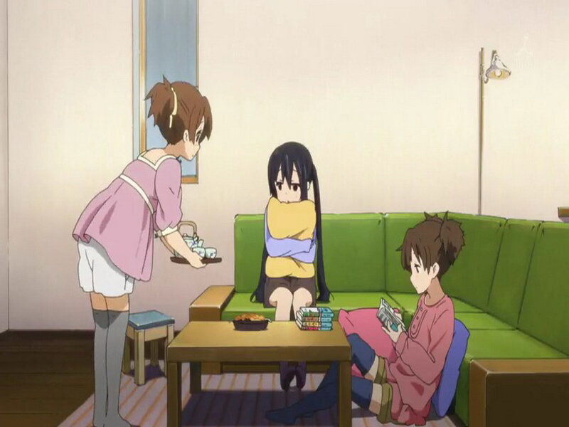 Anime characters in living room
