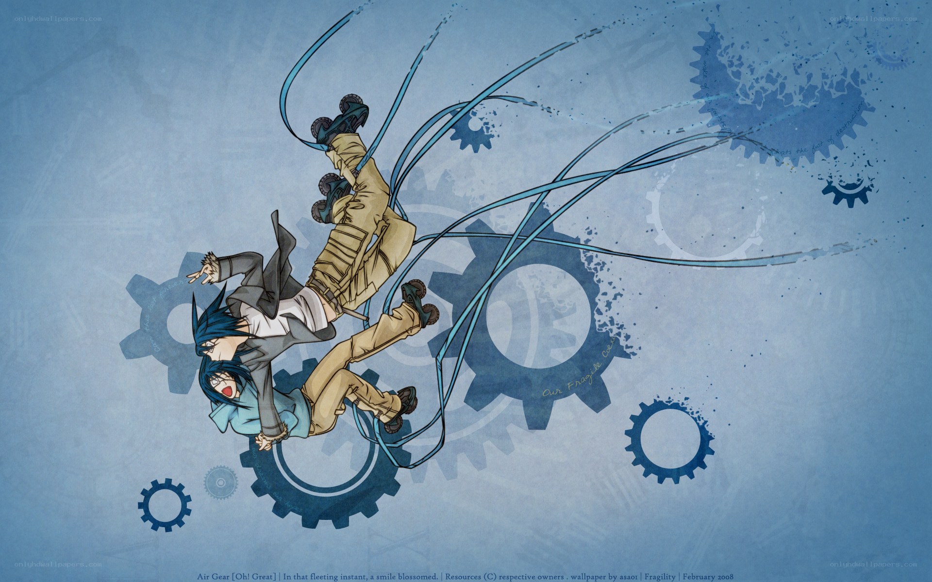 Anime characters in mechanical chaos