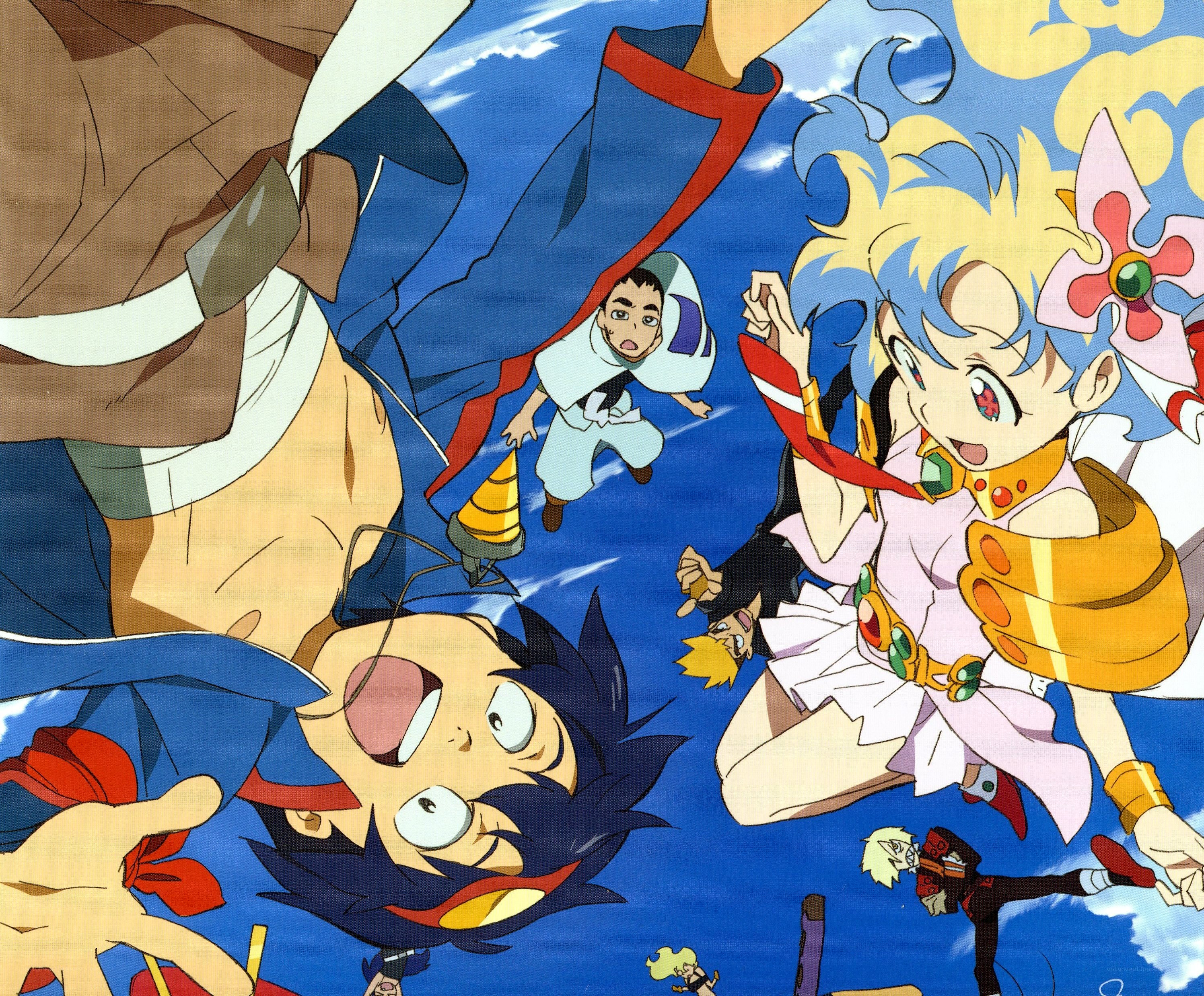 anime characters in mid-air action