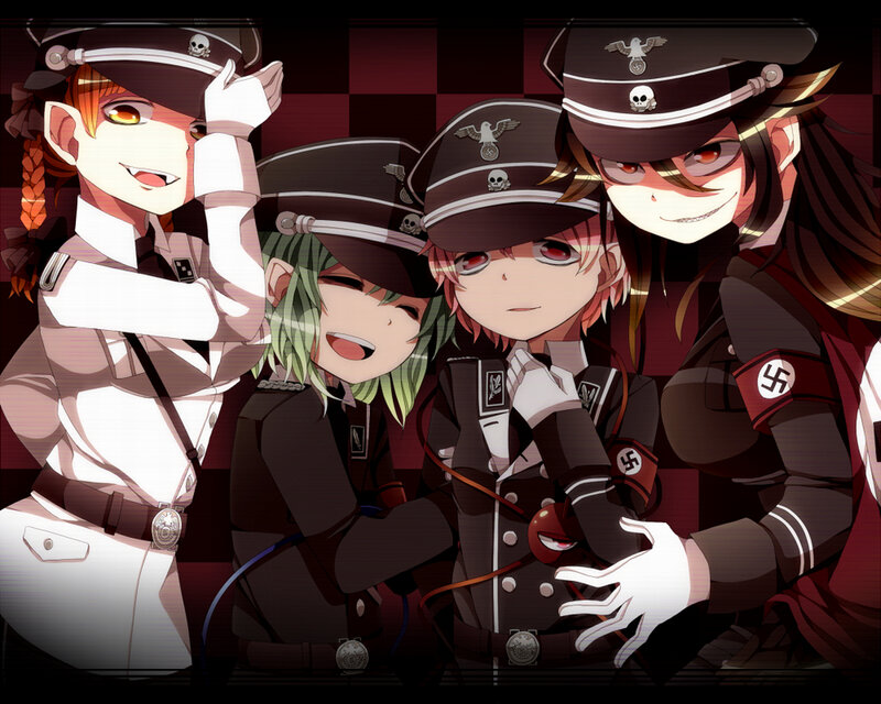 anime characters in military uniforms