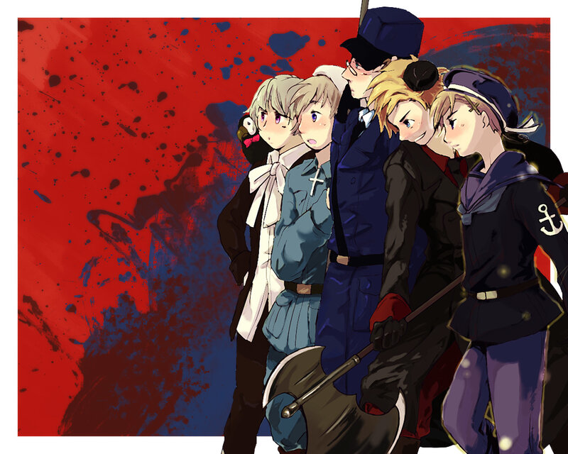 anime characters in military uniforms