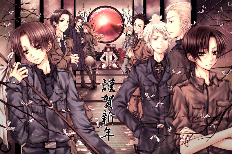 anime characters in military uniforms