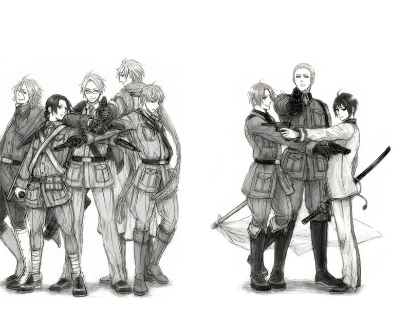 Anime Characters in Military Uniforms — Black
