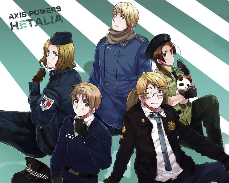 Anime Characters in Military Uniforms — Blue, Playful