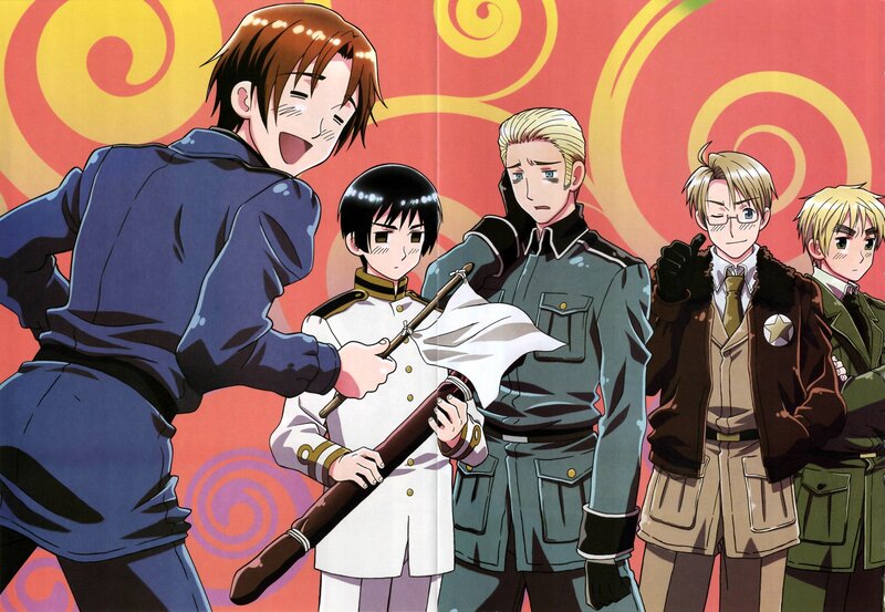 Anime Characters in Military Uniforms — Red
