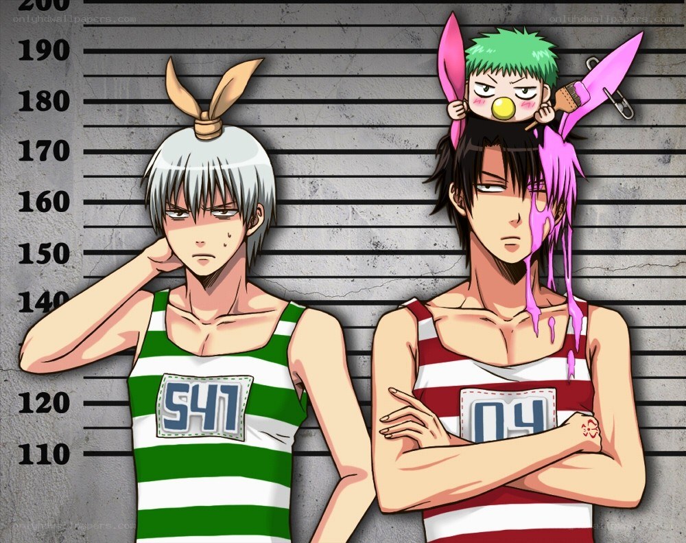 Anime characters in mugshot