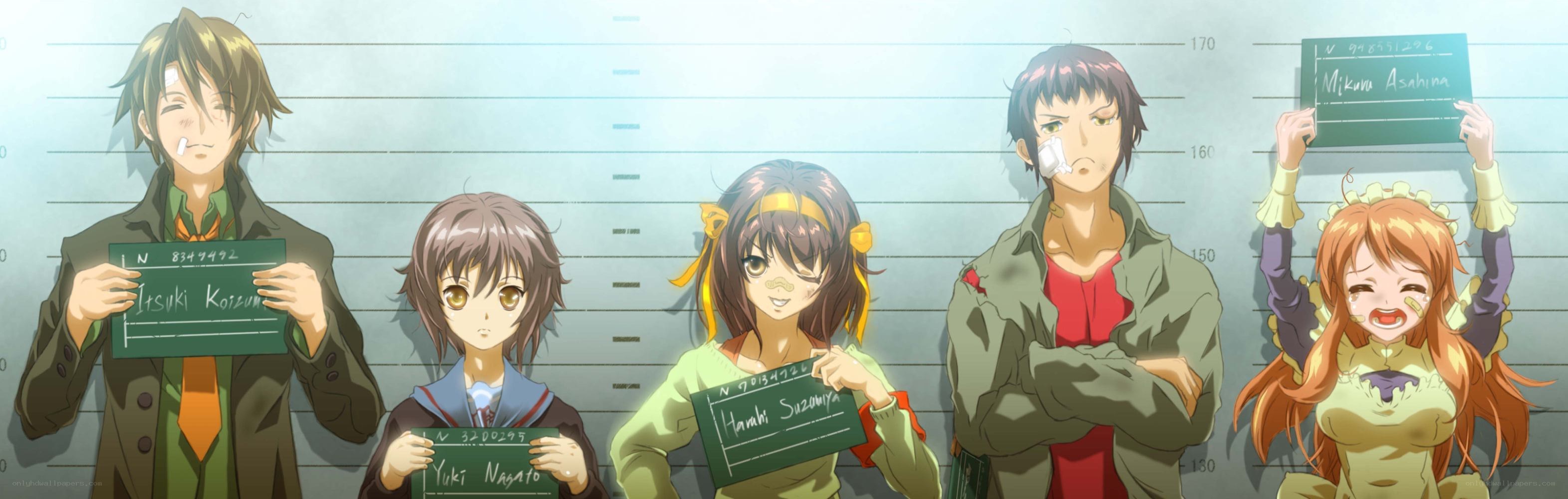 Anime characters in mugshot lineup