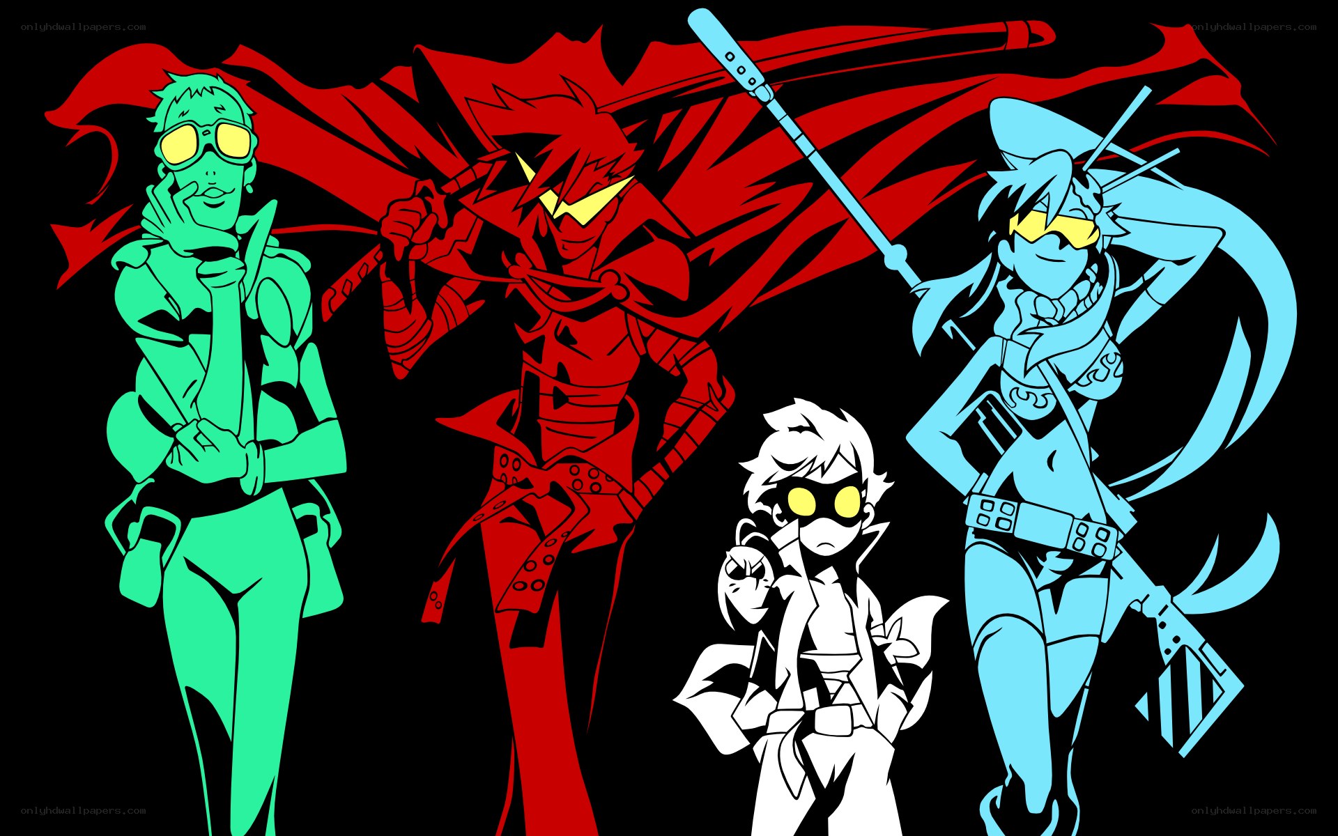 anime characters in neon colors