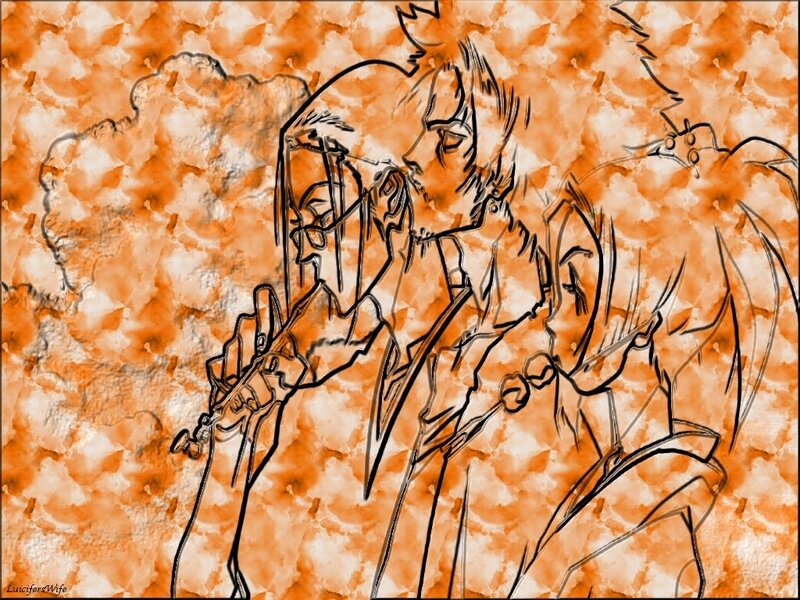 anime characters in orange art