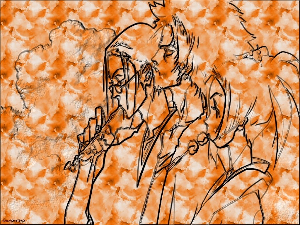 anime characters in orange art