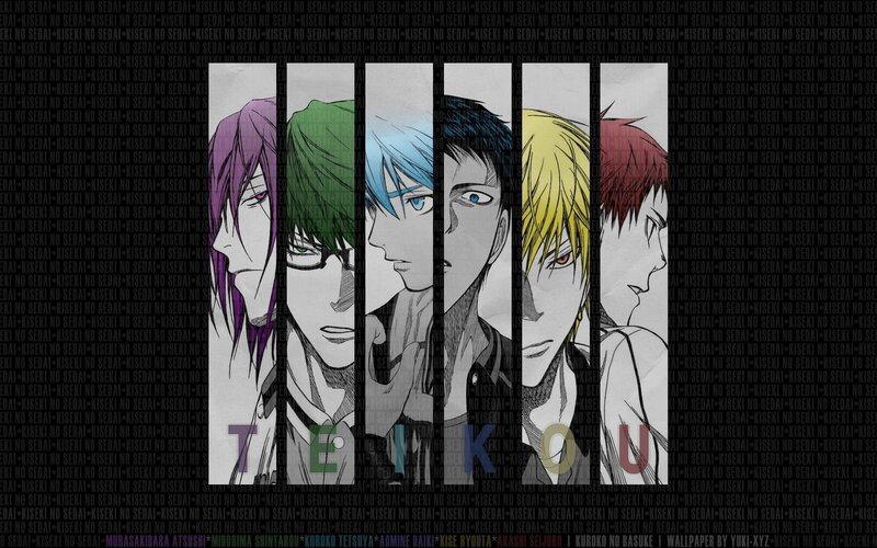 Anime Characters in Panels — Black, Dramatic, Manga, Text, White, Purple