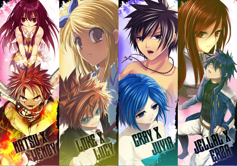 Anime Characters in Panels — Blue, Dramatic, Manga, Text, Flames