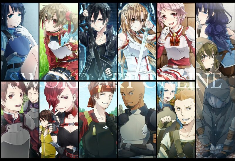 Anime Characters in Panels — Blue, Dramatic, Swords