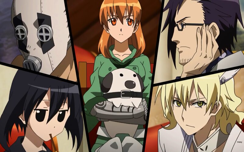 Anime Characters in Panels — Green, Dramatic, Dog