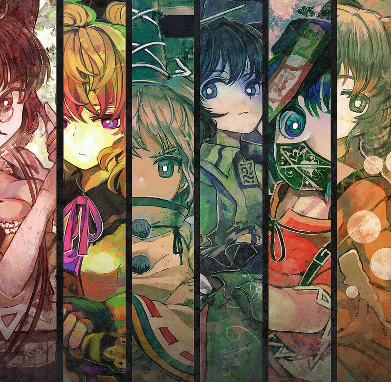 Anime Characters in Panels — Green, Dramatic, Manga