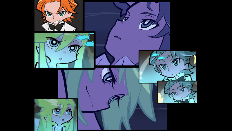 Anime Characters in Panels — Purple, Dramatic, Night, Digital Art