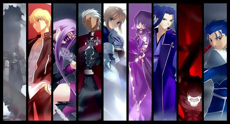Anime Characters in Panels — Purple, Dramatic, Swords