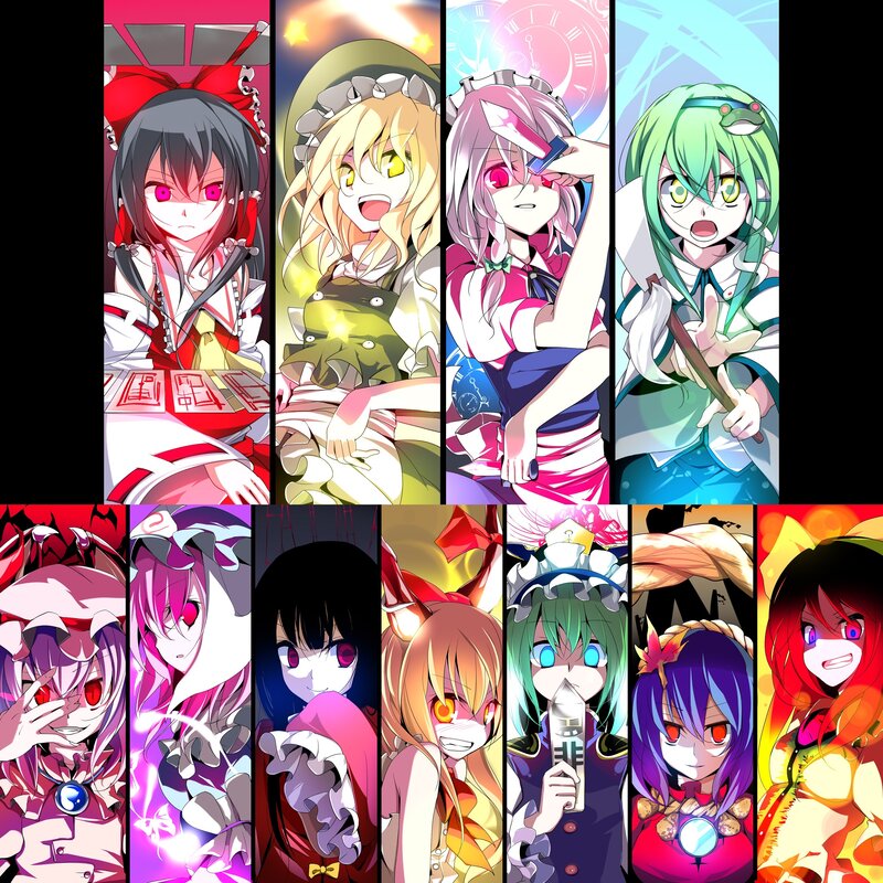 Anime Characters in Panels — Red, Dramatic, Magic