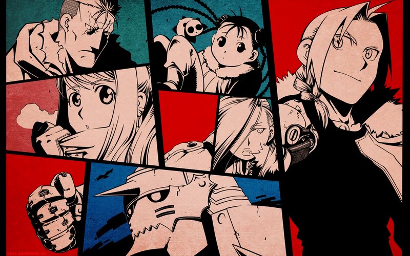 Anime Characters in Panels — Red, Dramatic, Manga, Manga Art