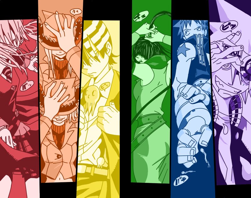 Anime Characters in Panels — Red, Dramatic, Manga