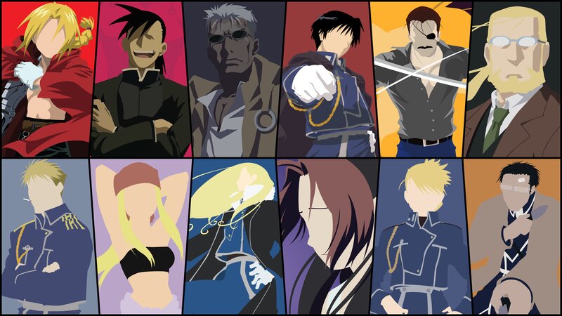 Anime Characters in Panels — Red, Dramatic, Suits