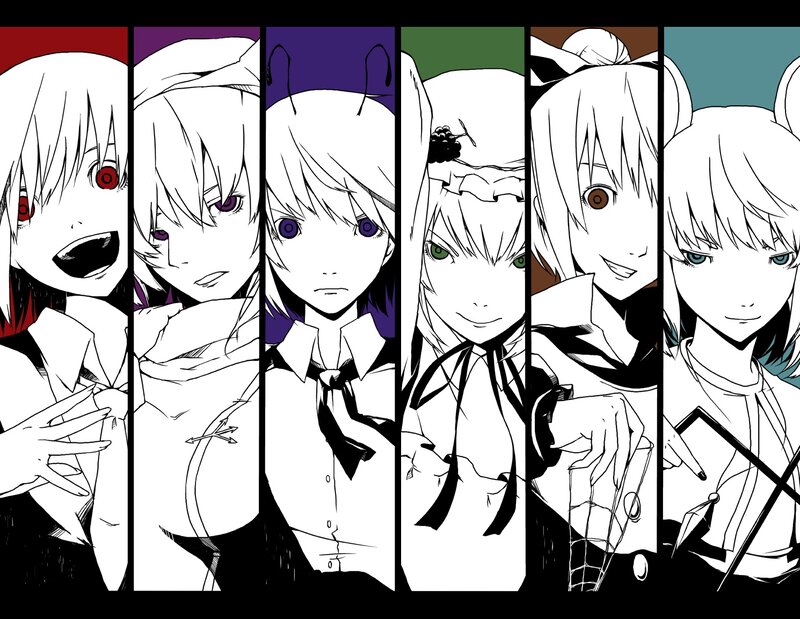 Anime Characters in Panels — White, Dramatic, Manga