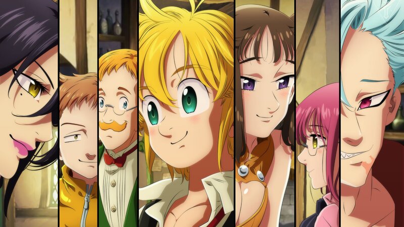 Anime Characters in Panels — Yellow, Dramatic, Close-up