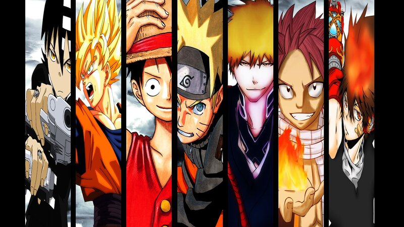 Anime Characters in Panels — Yellow, Dramatic, Manga, Action Poses, Fire