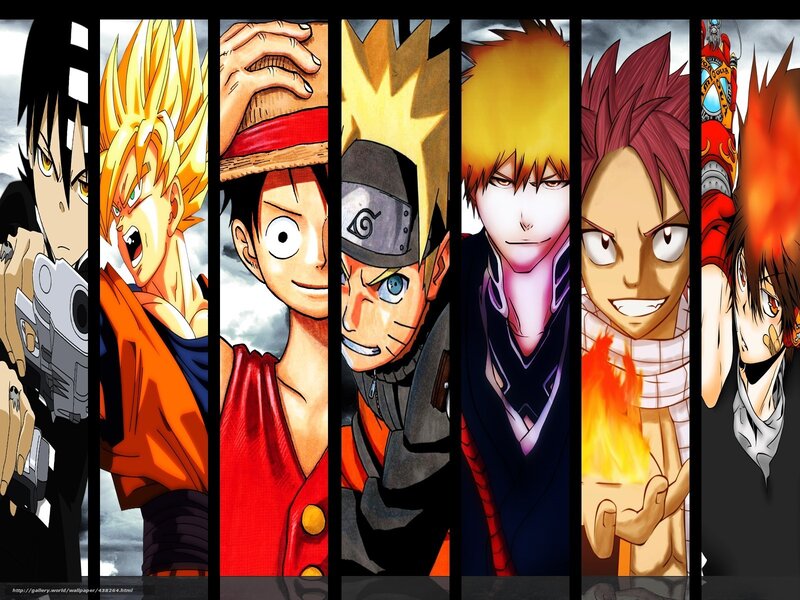 Anime Characters in Panels — Yellow, Dramatic, Manga, Action Poses