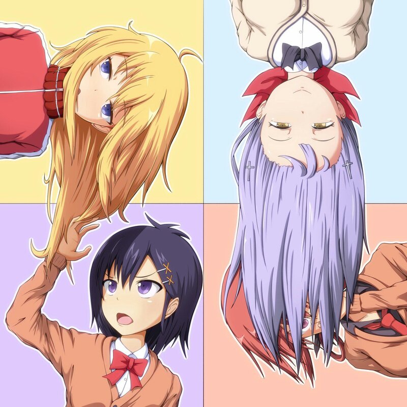 Anime Characters in Panels — Yellow, Dramatic, Manga, Hair, Clothing