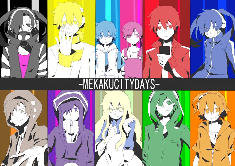 Anime Characters in Panels — Yellow, Vibrant, Headphones