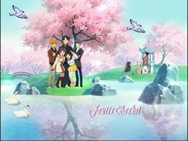 Anime Characters in Park — Pink, Serene
