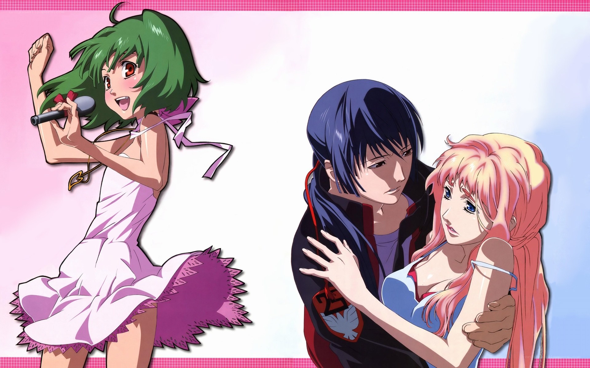 Anime characters in performance and embrace