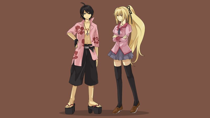Anime characters in pink outfits