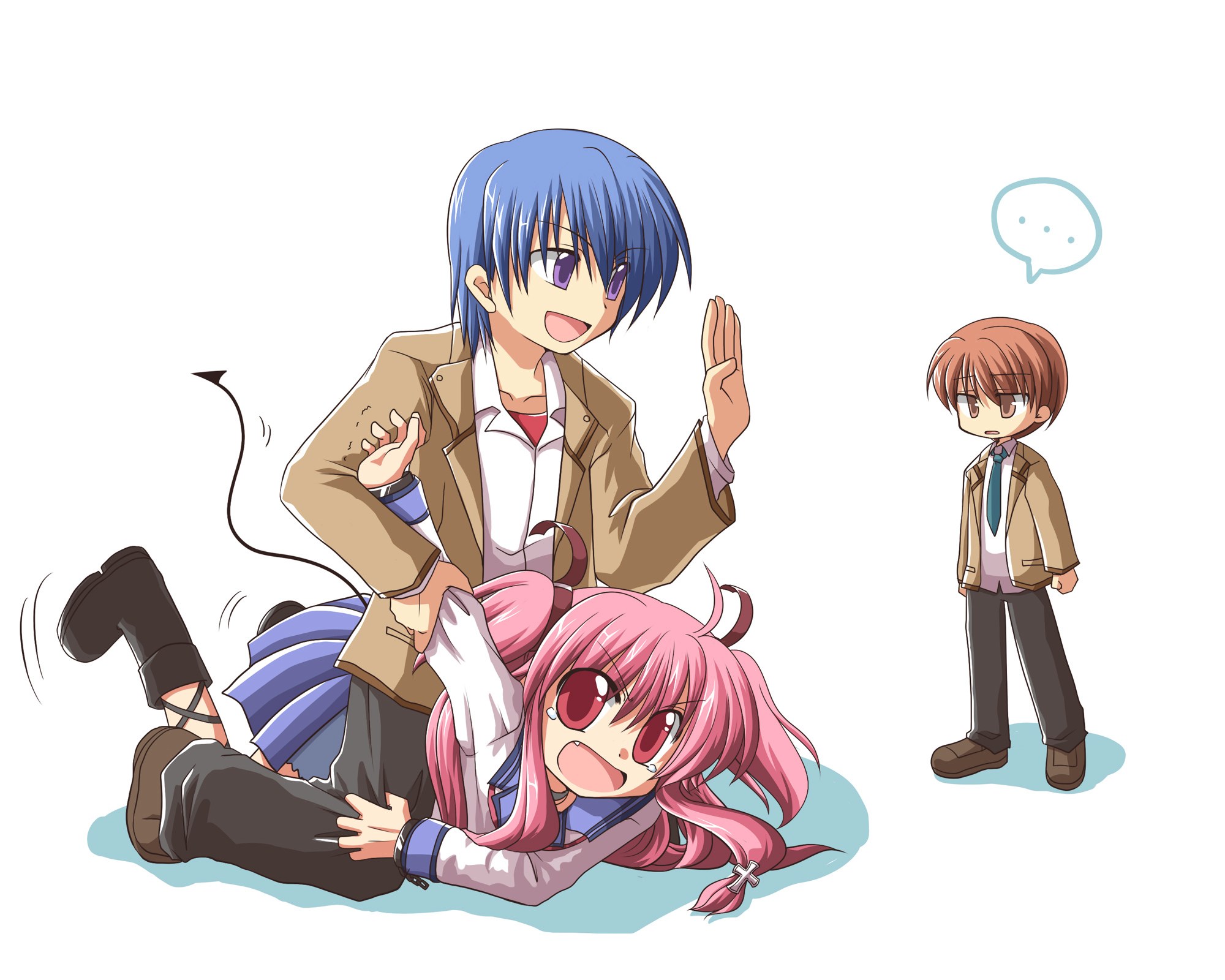 Anime characters in playful scene