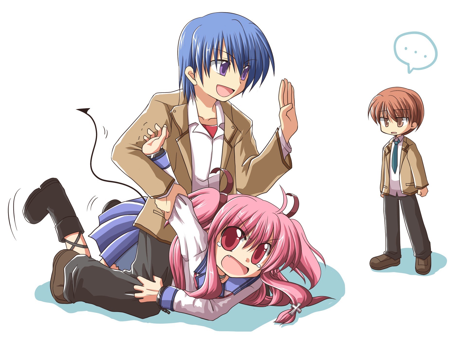 Anime characters in playful scene