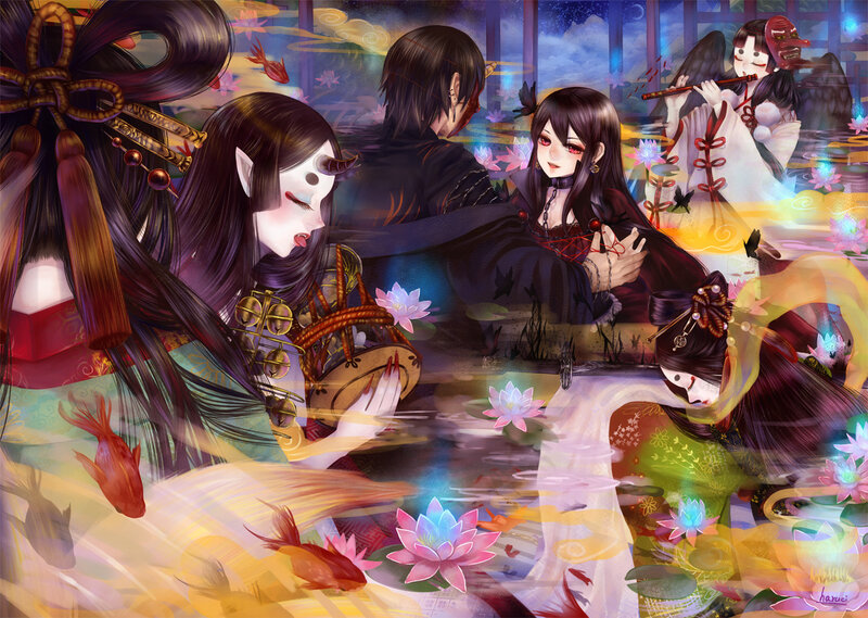 Anime Characters in Pond