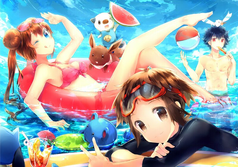 Anime Characters in Pool — Blue