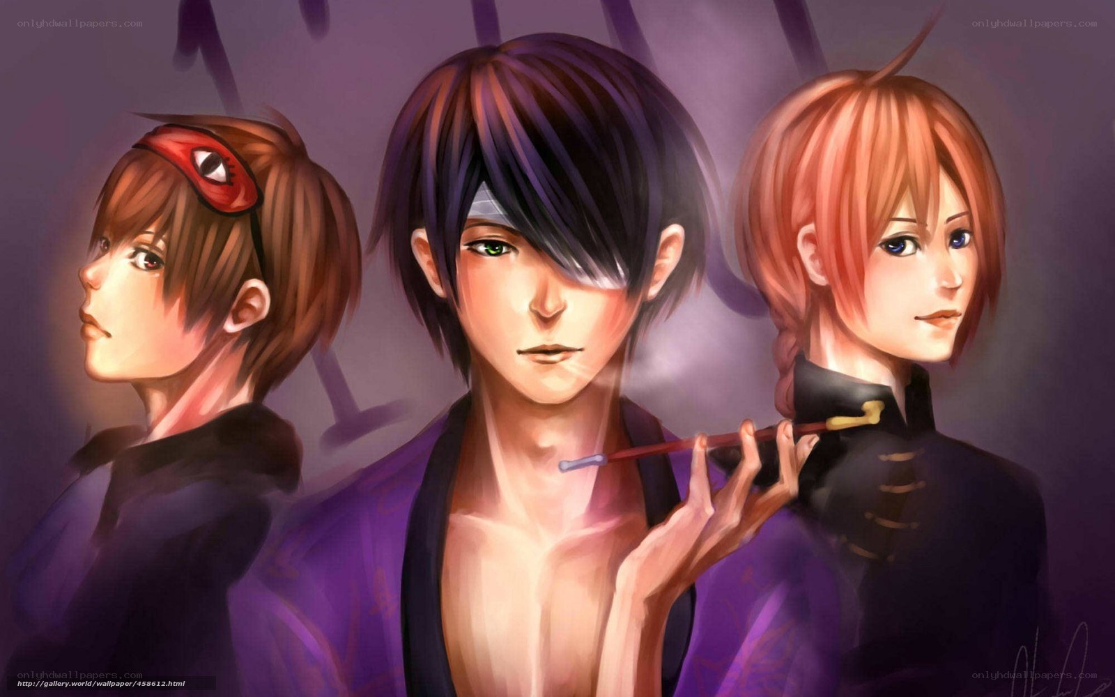 anime characters in purple
