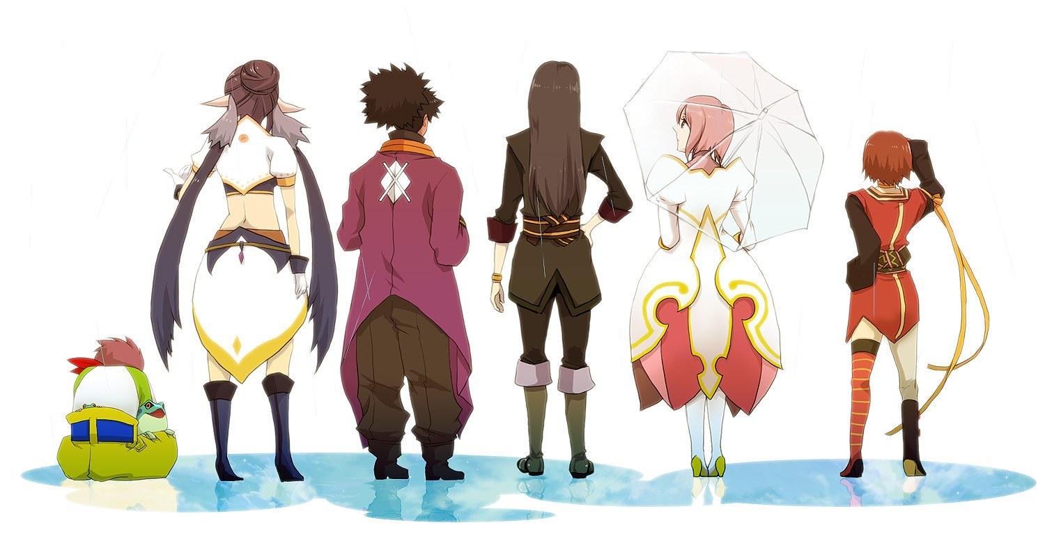 anime characters in rain