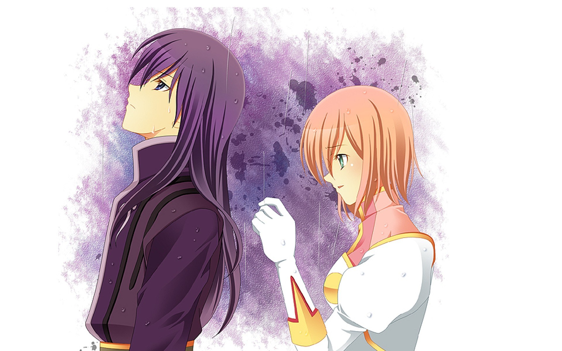 anime characters in rain