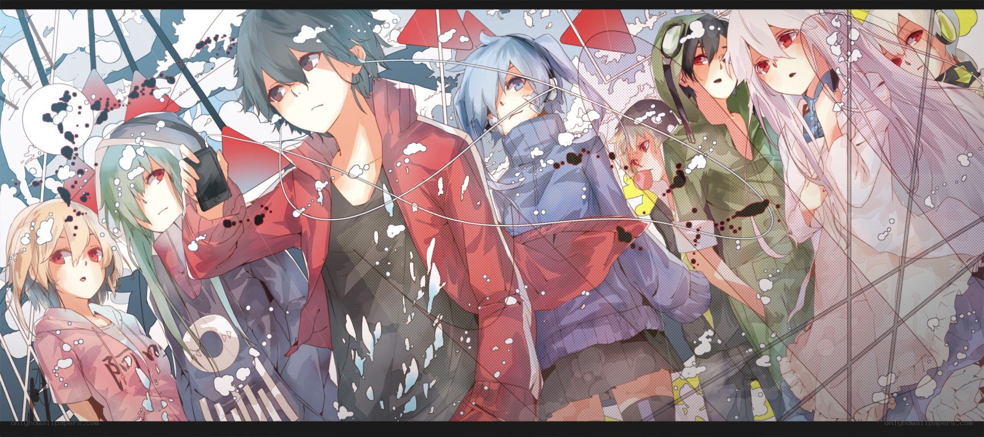 anime characters in rain