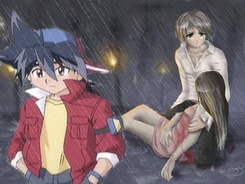 Anime Characters in Rain — Gray