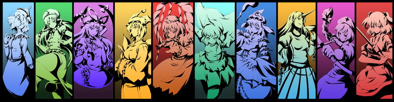 Anime Characters in Rainbow Panels — Blue
