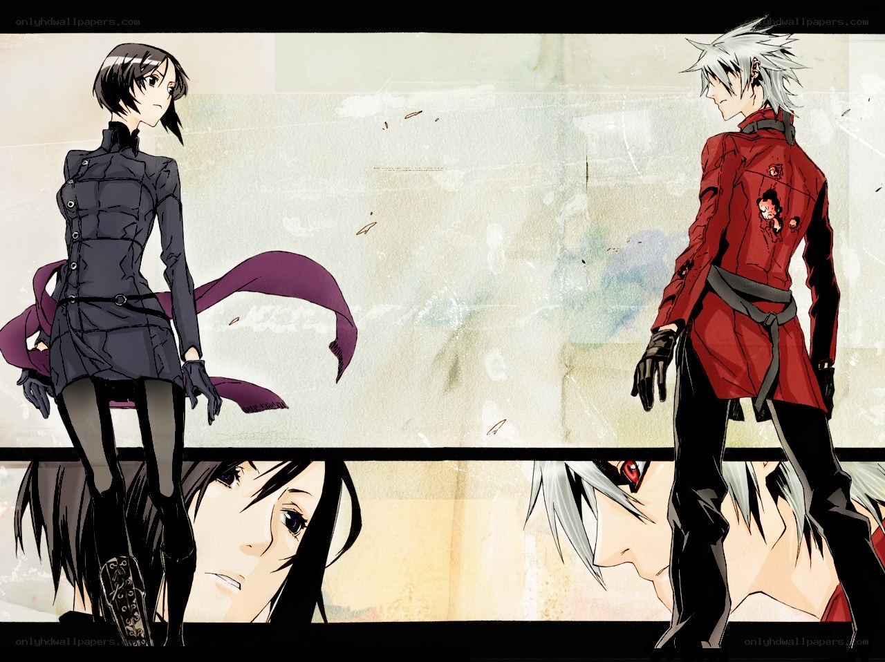 Anime characters in red and black